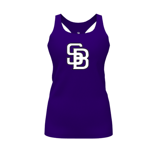 [FT0TRBPP-FYS-LOGO1] Decker Racerback Tank Top (Female Youth S, Purple, Logo 1)