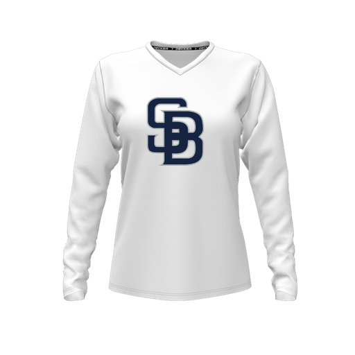 [FTLVCFWH-FYXS-LOGO2] Decker Comfort T-Shirt (Female Youth XS, White, V Neck, Logo 2, Long Sleeve)