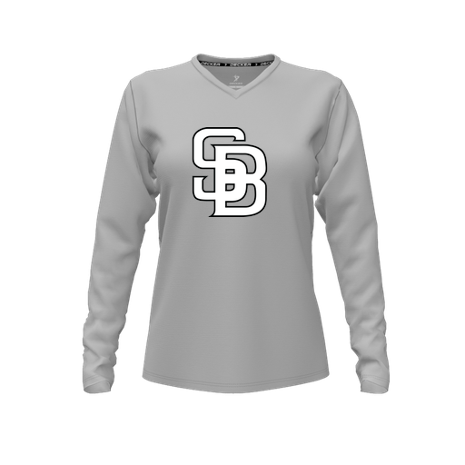 [CUS-DFW-TEES-CMF-VNK-LSL-GRY-FYXS-LOGO1] Decker Comfort T-Shirt (Female Youth XS, Gray, V Neck, Logo 1, Long Sleeve)