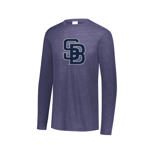 [FTLCUBNV-AXS-LOGO2] Decker Men's Tri-Blend T-Shirt - Long Sleeve (Adult XS, Navy, Logo 2)