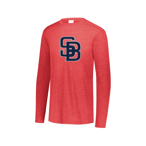 [FTLCUBRD-AXS-LOGO2] Decker Men's Tri-Blend T-Shirt - Long Sleeve (Adult XS, Red, Logo 2)