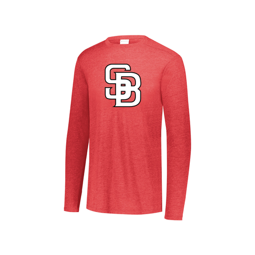 [FTLCUBRD-YS-LOGO1] Decker Youth Tri-Blend T-Shirt - Long Sleeve (Youth S, Red, Logo 1)